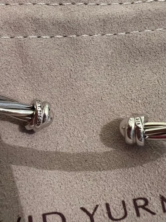 David Yurman Twisted Silver Bracelet with Gold Accents 4mm - Picture 2 of 5